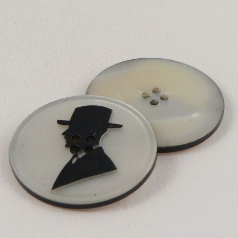 28mm Pealised 4 Hole Coat Button With A Gentleman Silhouette