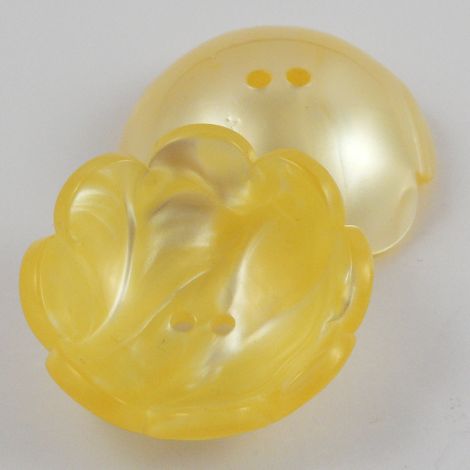 33mm Yellow 2 Hole Deep Flower Coat Button