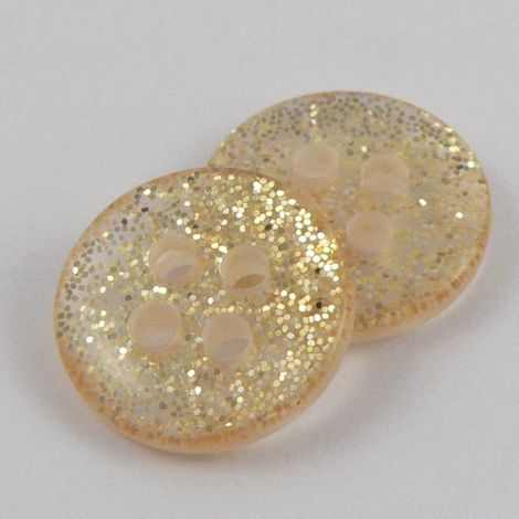 11mm Round Gold Glittery 4 Hole Button
