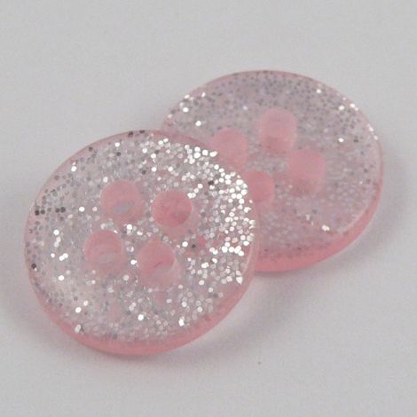 11mm Round Pink Glittery 4 Hole Button