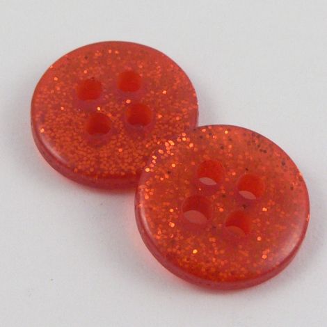 11mm Round Red Glittery 4 Hole Button