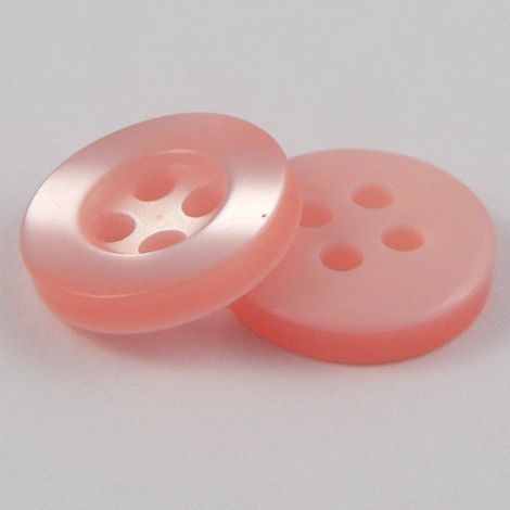 11mm Pearl Coral Pink 4 Hole Shirt Button 