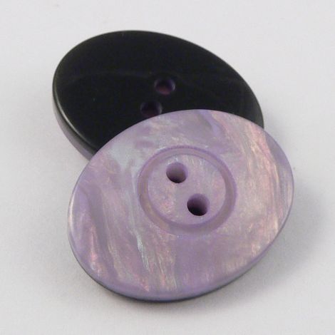 15mm Lilac Pearlised Oval 2 Hole Suit Button