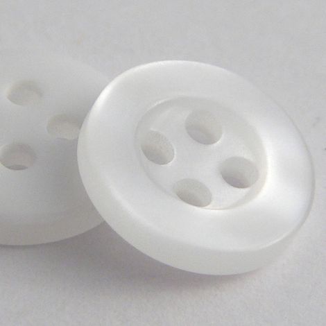 11mm Pearl White 4 Hole Shirt Button 