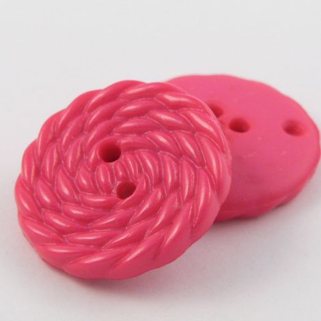15mm Hot Pink Rope Designed 2 Hole Sewing Buttons