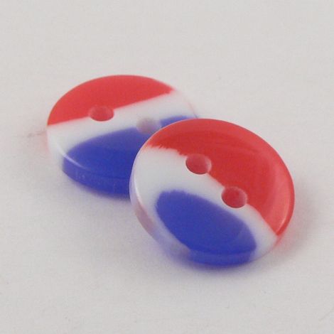 13mm Royal Blue White & Red  Smartie Shaped 2 Hole Shirt Buttons