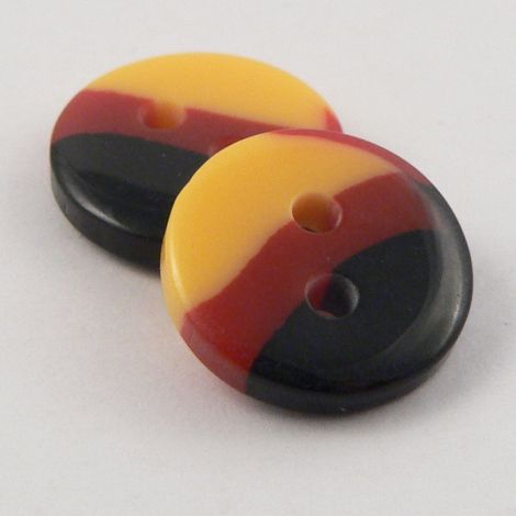 13mm Yellow/Burgundy/Black Smartie Shaped 2 Hole Shirt Buttons