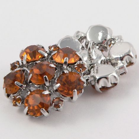 20mm Silver & Amber Crystal Shank Button