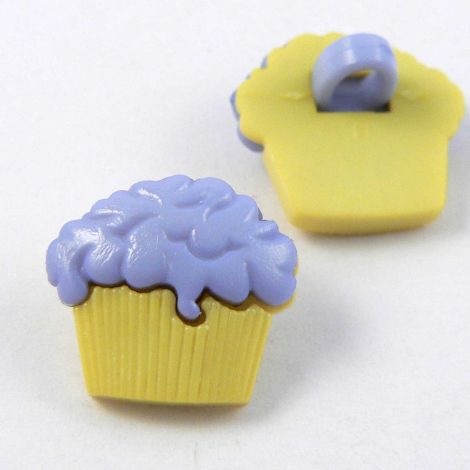 15mm Blue & Yellow Cup Cake Shank Button