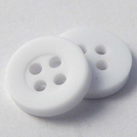 11mm White Matt 4 Hole Shirt Button
