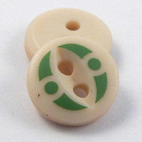 10mm Green Abstract 2 Hole Shirt Button