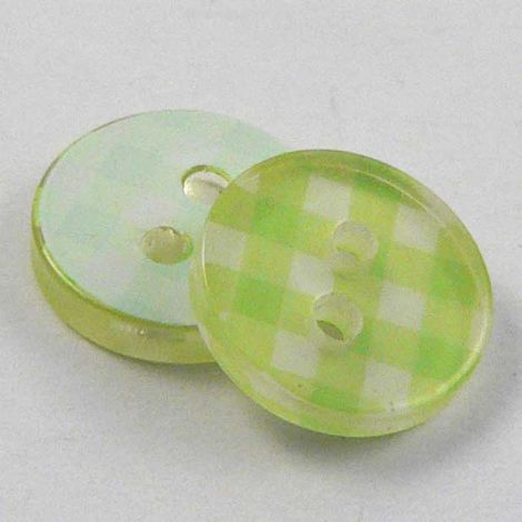 10mm Lime Green 3D Checked 2 Hole Sewing Button 