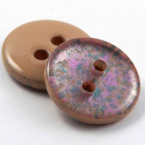 13mm Pearlised Pink & Green 3D 2 Hole Sewing Button 