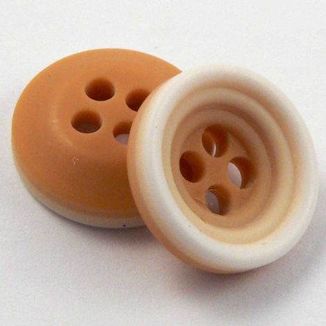13mm Ginger & Cream Rubber 4 Hole Button 