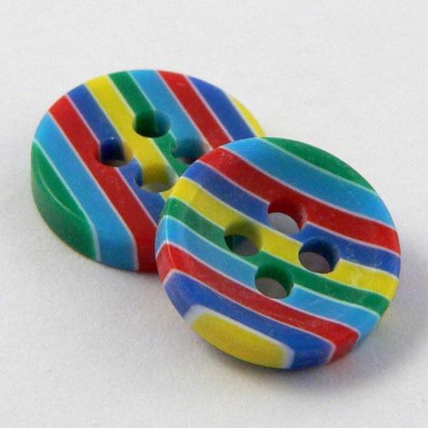 11mm Multicoloured Striped 4 Hole Button 