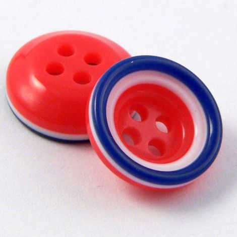 11mm Red White & Blue 4 Hole Button 