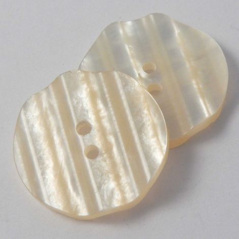 25mm Ivory 2 Hole Crinkle Cut Crisp Coat Button