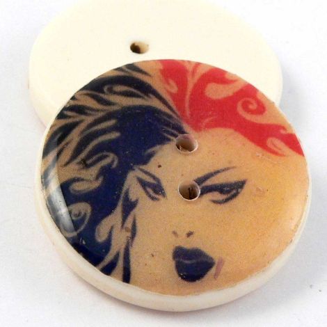 30mm Ladies Punk Face Resin 2 Hole Coat Button