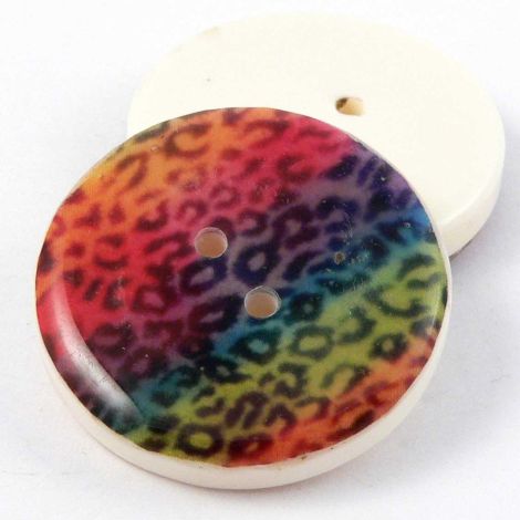 30mm Rainbow Animal Print Resin 2 Hole Coat Button