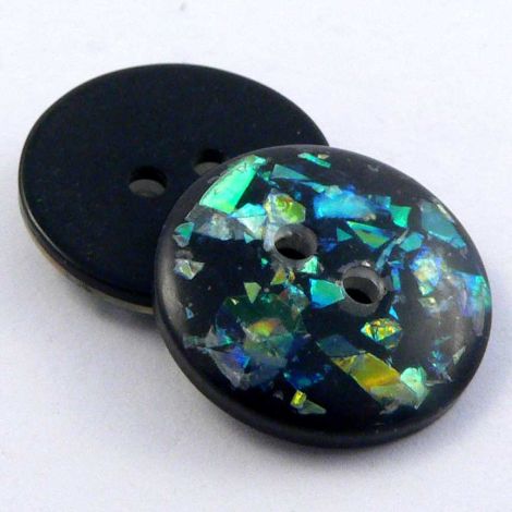 18mm Green Glitter 2 Hole Sewing Button