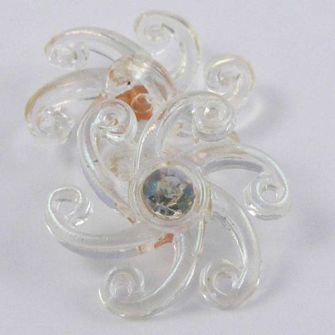 16mm Iridescent Diamante Flower Shank Button