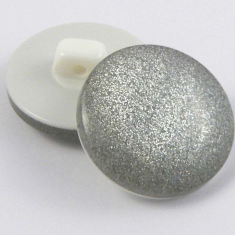 18mm Glittery Silver Domed Shank Button