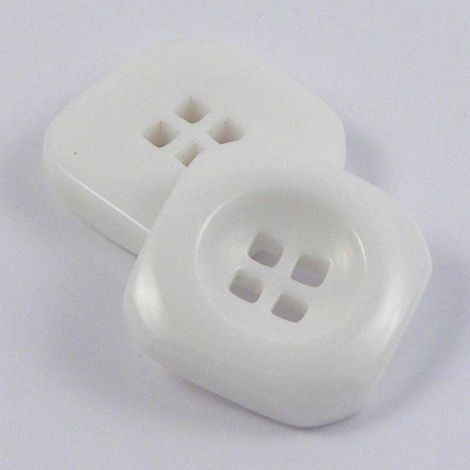 24mm Chunky Square White 4 Hole Coat Button 