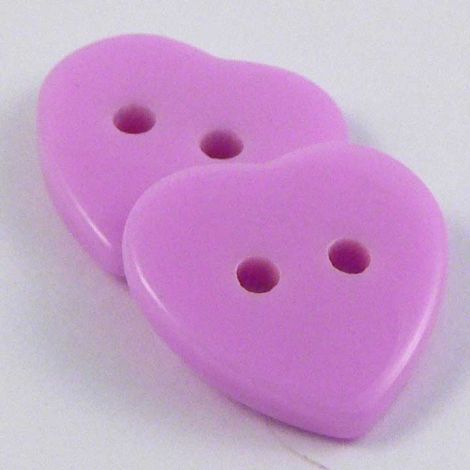 14mm Lilac Heart 2 Hole Button