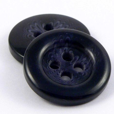 18mm Dark Navy Marble Style Rimmed 4 Hole Sewing Button