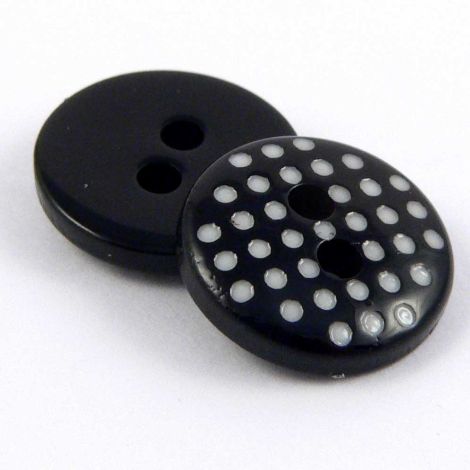 12mm Black & White Spotty 2 Hole Shirt Button