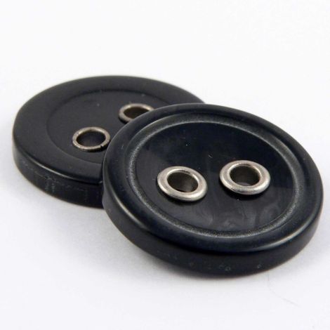21mm Charcoal & Silver Eyelet  2 Hole Sewing Button