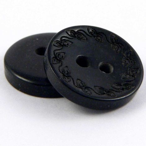 14mm Black Ornate 2 Hole Sewing Button