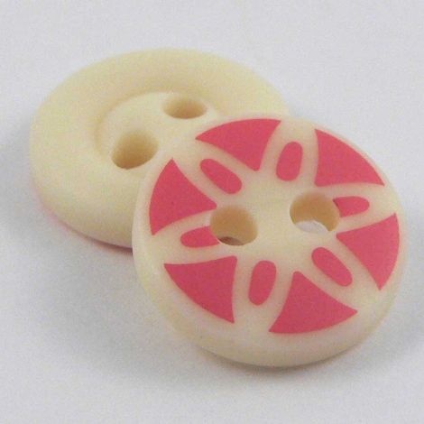 11mm Pink & Cream Ornate 2 Hole Shirt Button