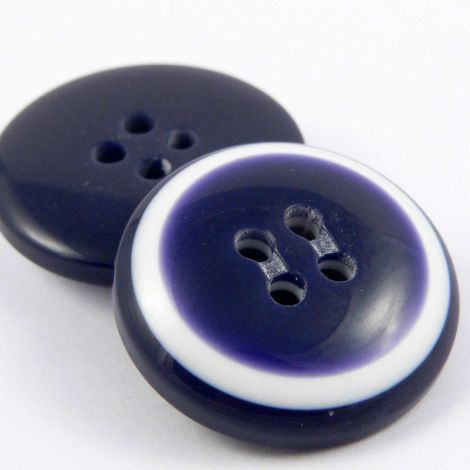 24mm Navy & White 4 Hole Coat Button
