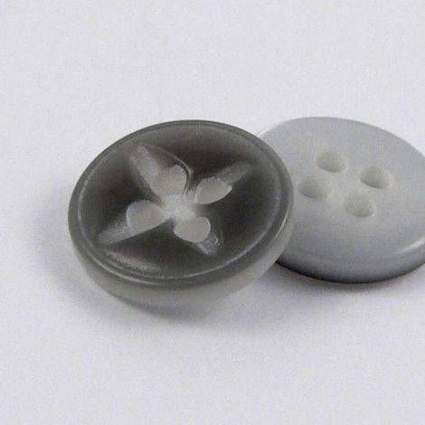 10mm Grey Contemporary Cross 4 Hole Shirt Button