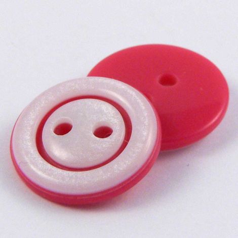 15mm White Pearl & Pink 2 Hole Sewing Button
