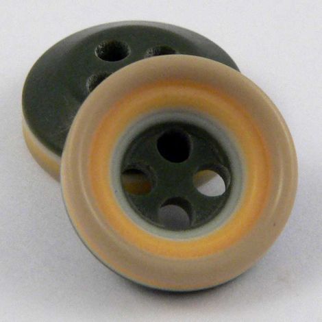 11mm Peach Beige & Khaki Rubber 4 Hole Button