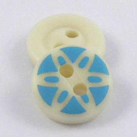 10mm Turquoise & Ivory Ornate 2 Hole Shirt Button