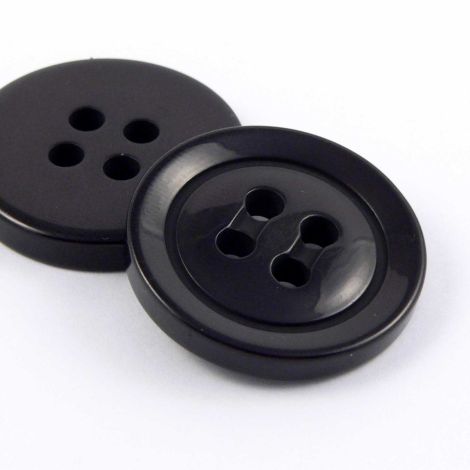 28mm Black Polished 4 Hole Coat Button 
