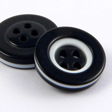 13mm Black & White 4 Hole Shirt Button