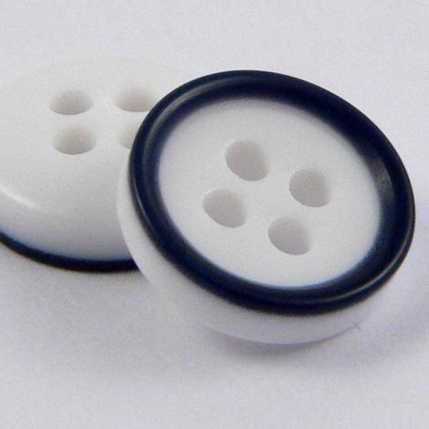 10mm White & Navy 4 Hole Shirt Button