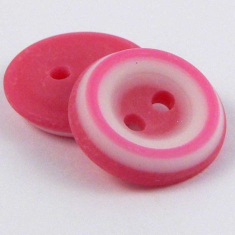 15mm Pink & White Rubber 2 Hole Sewing Button 