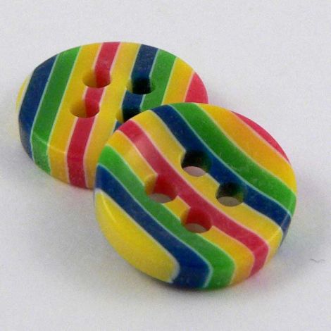 10mm Multicoloured Stripe 4 Hole Sewing Button