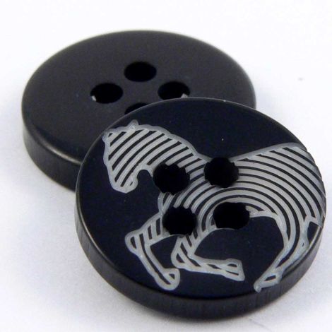 15mm Black & White Horse 4 Hole Sewing Button