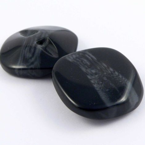 24mm Chunky Black & Grey Marble Square Shank Coat Button 