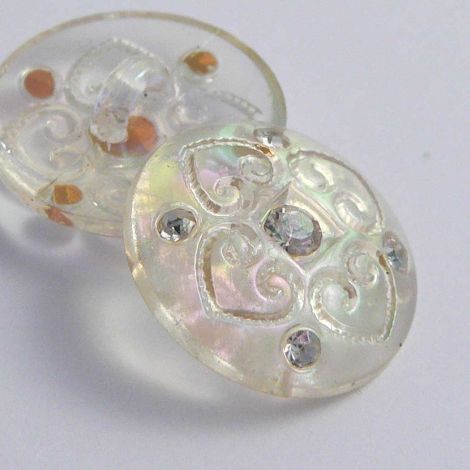 18mm Iridescent Diamante Ornate Shank Button