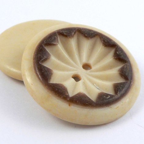 30mm Chestnut & Cream 2 hole Coat Button 