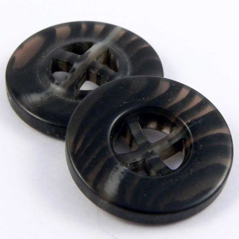 18mm Black & Amber 4 hole Sewing Button 