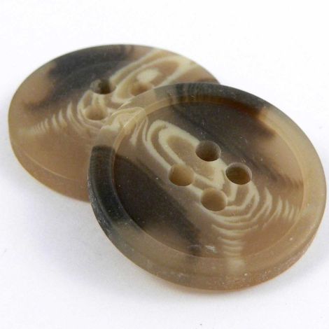 20mm Brown & Cream Horn Effect 4 Hole Sewing Button 