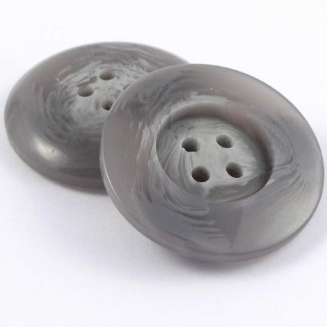 30mm Chunky Pale Grey Horn Effect 4 Hole Coat Button 